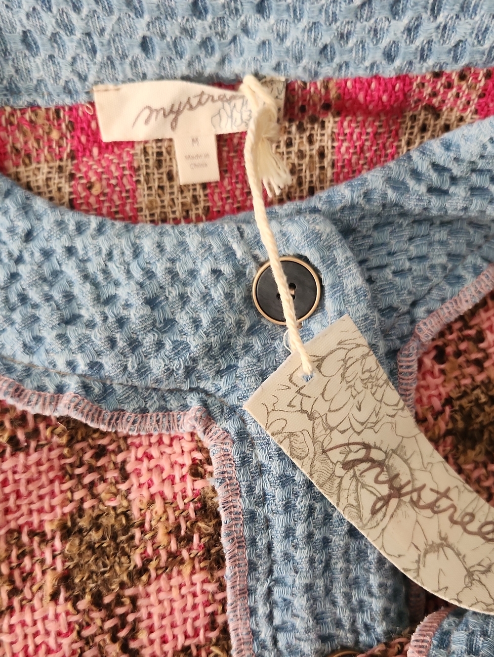 Mystree Pink and Brown Plaid Tweed Jacket and Short Set - Picture 12 of 14